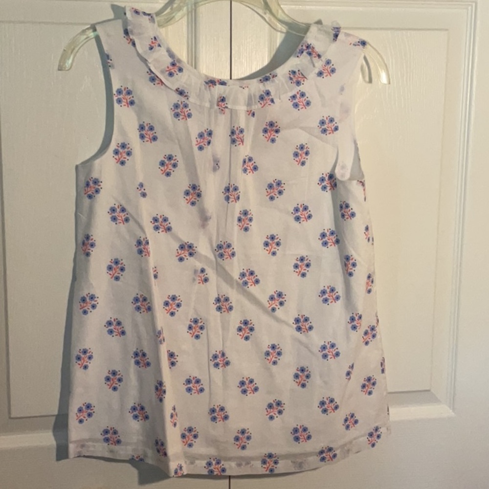 Mini Boden White and Blue Floral Blouse